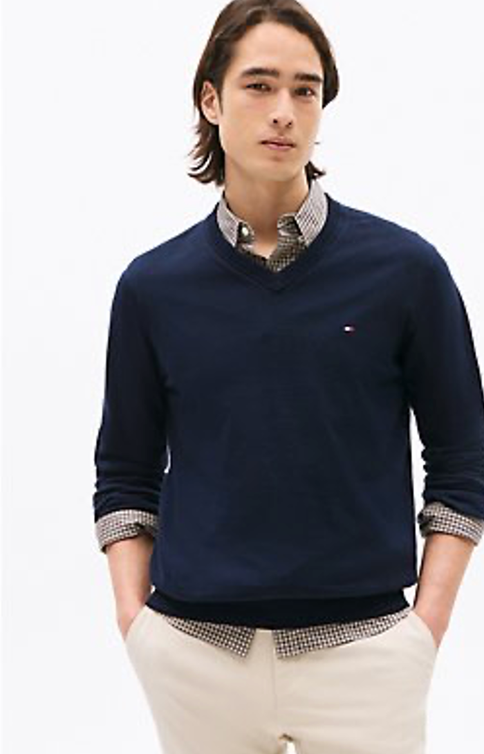 Solid Logo V-Neck Sweater