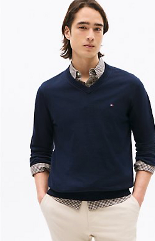 Solid Logo V-Neck Sweater